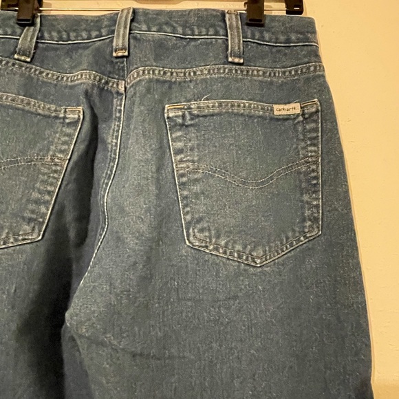 Carhartt Blue Jeans Relaxed Fit Mens 32x31 RN14806 Dark Wash Denim - Picture 4 of 10